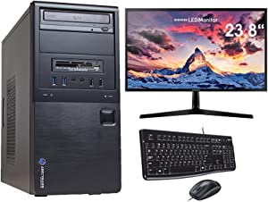 Ankermann Desktop PC V1 Complete Set | 24 Inch Monitor, Keyboard, Mouse | Intel i3 6100 2 x 3.7 GHz | Intel HD Graphics | 8GB RAM | 480GB SSD | 500GB HDD Hard Drive | Windows 11 | LibreOffice