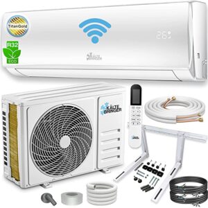 Smart Air Conditioning Unit Kältebringer Split Air Conditioning Set – Quick-Connect Splitter Device with WiFi/App – up to 55 m² – 12000 BTU, 3.4 kW – A++ Cooling/A+ Heating – Refrigerant R32-5 m Copper Cable (with Floor Console) [Energy Class A++]