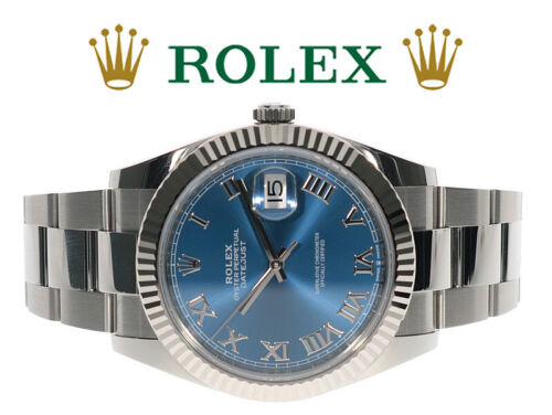 Rolex Datejust II 41 Stahl White gold Blue Roman Oyster Swiss