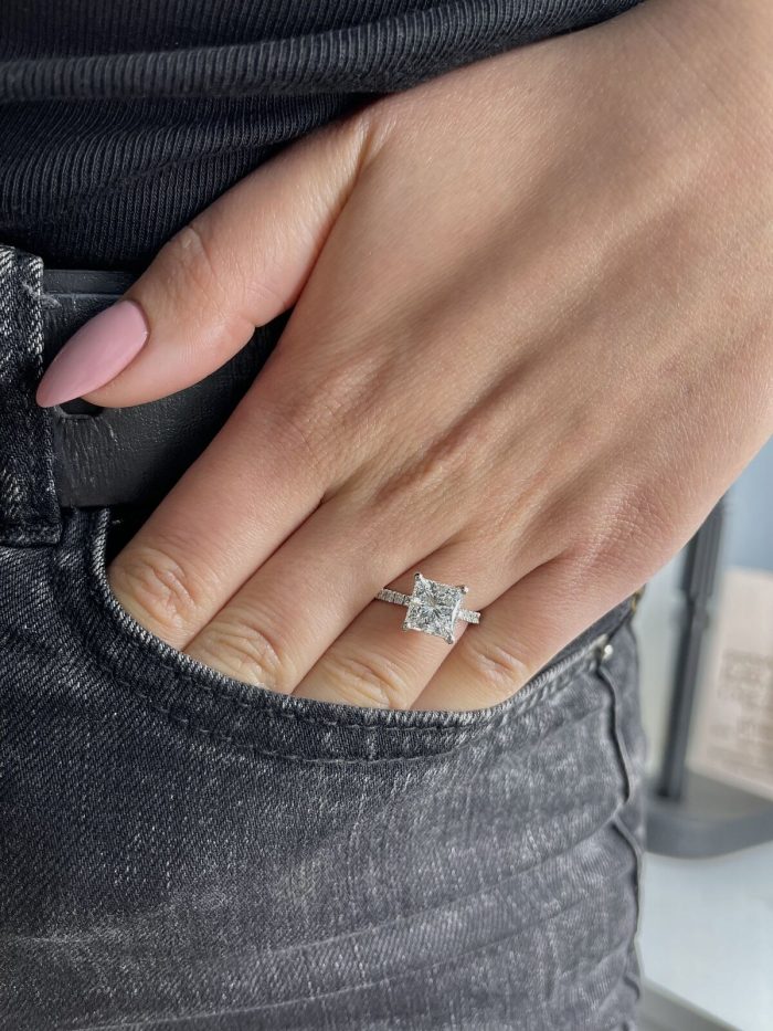 Diamond Ring VS1 F 2.35 Carat Lab Created 14k White Gold Certified Eye Clean - Image 2