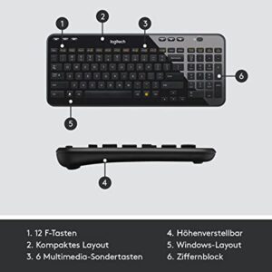 Logitech K360 wireless keyboard (German keyboard layout, QWERTZ) black