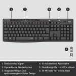 Logitech MK295 Wireless Keyboard Mouse Set with Silent Touch Technology, Shortcut Buttons, Optical Guide, Nano USB Receiver, Delay Free Wireless Connection, QWERTZ Layout -Black - Image 4