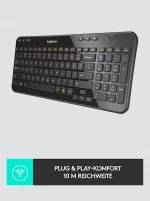 Logitech K360 wireless keyboard (German keyboard layout, QWERTZ) black