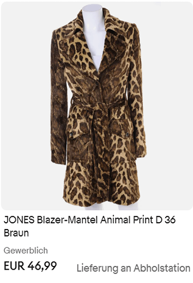 JONES Blazer-Mantel Animal Print D 36 Braun