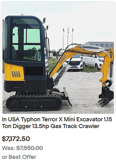 IeBay Outlet in USA n USA Typhon Terror X Mini Excavator 1.15 Ton Digger 13.5hp Gas Track Crawler