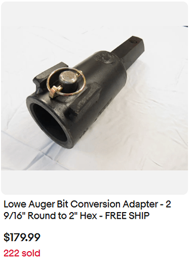 eBay Outlet in USA Lowe Auger Bit Conversion Adapter - 2 9/16" Round to 2" Hex - FREE SHIP