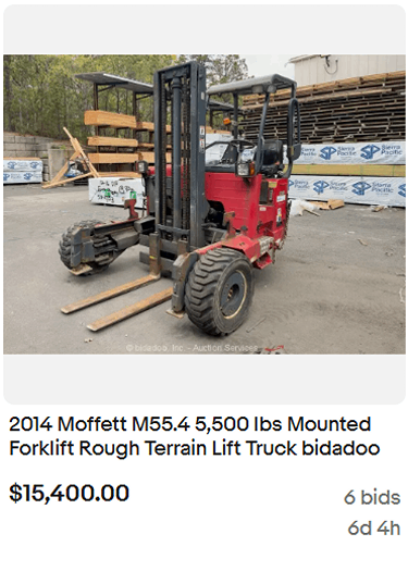 eBay Outlet in USA 014 Moffett M55.4 5,500 lbs Mounted Forklift Rough Terrain Lift Truck bidadoo