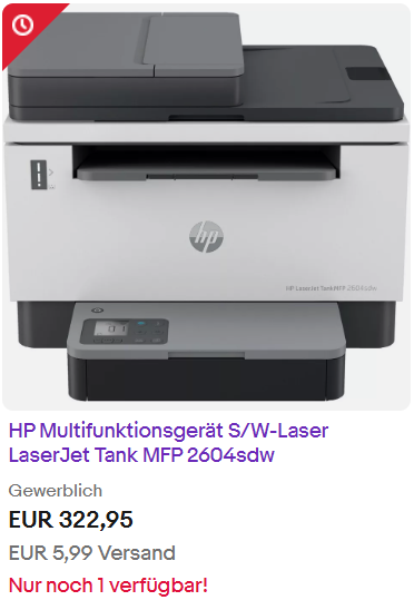 HP Multifunktionsgerät S/W-Laser LaserJet Tank MFP 2604sdw