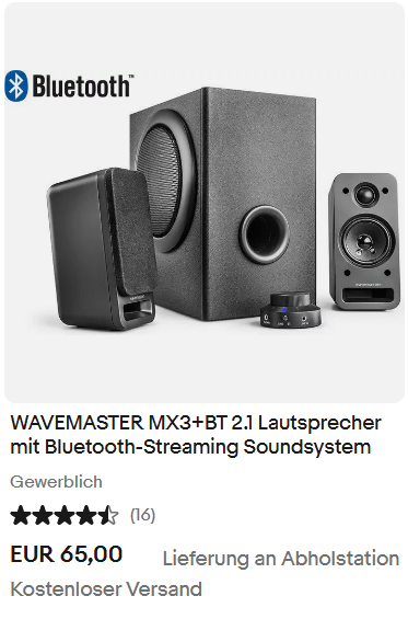 WAVEMASTER MX3+BT 2.1 Lautsprecher mit Bluetooth-Streaming Soundsystem