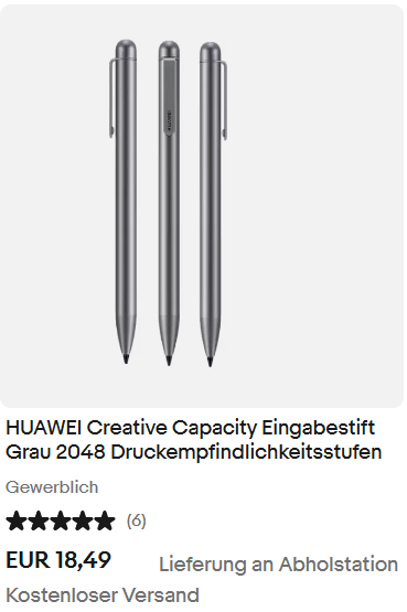 HUAWEI Creative Capacity Eingabestift Grau 2048 Druckempfindlichkeitsstufen