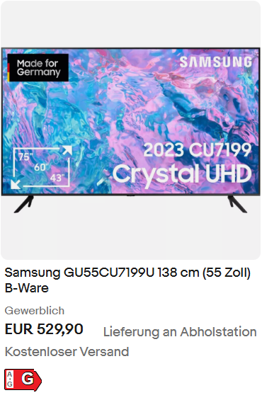 Samsung GU55CU7199U 138 cm (55 Zoll) B-Ware , tv , fernsehen , samsung