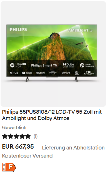 Philips 55PUS8108/12 LCD-TV 55 Zoll mit Ambilight und Dolby Atmos