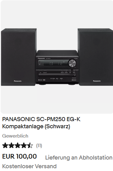 PANASONIC SC-PM250 EG-K Kompaktanlage (Schwarz)