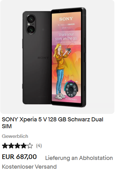 SONY Xperia 5 V 128 GB Schwarz Dual SIM