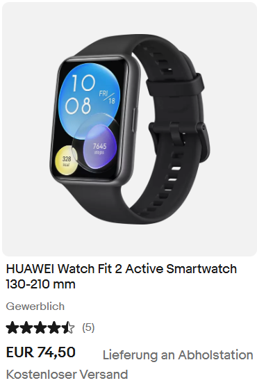 HUAWEI Watch Fit 2 Active Smartwatch 130-210 mm