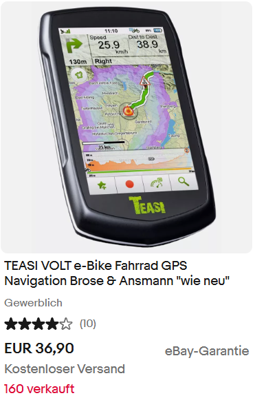 TEASI VOLT e-Bike Fahrrad GPS Navigation Brose & Ansmann "wie neu"