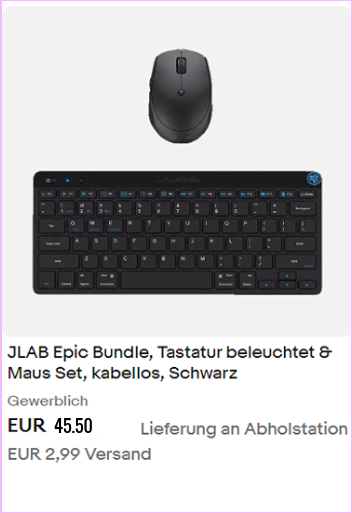 JLAB Epic Bundle, Tastatur & Maus Set, kabellos, Schwarz IEUDEJMEKBUNDLE4 WORK