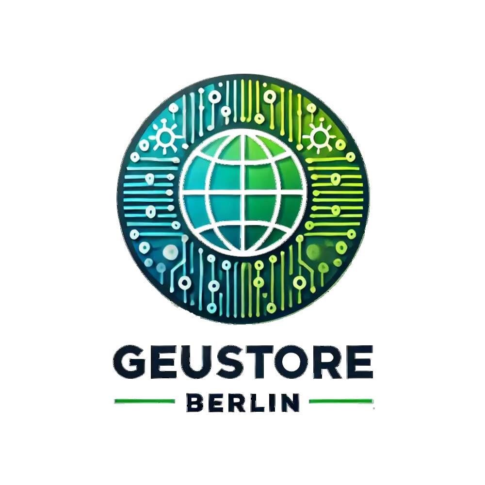 modern and professional circular logo design for Geustore Berlin with the name 'GEUSTORE BERLIN' prominently displayed.